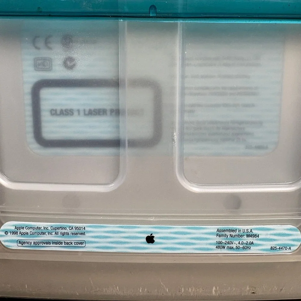 Apple iMac G3 233MHz Bondi Blue Vintage Desktop Computer M4984 PowerPC G3 1998